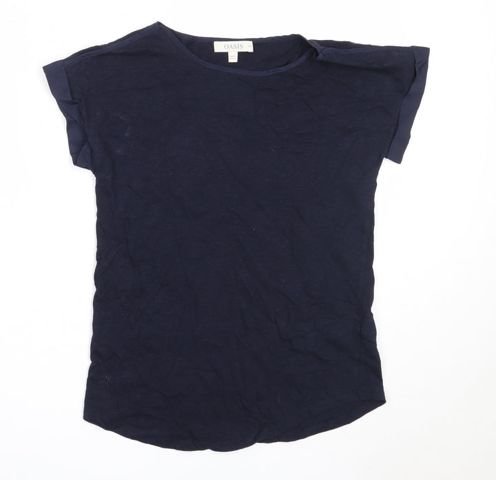 Oasis Womens Blue Cotton Basic T-Shirt Size XS Round Neck