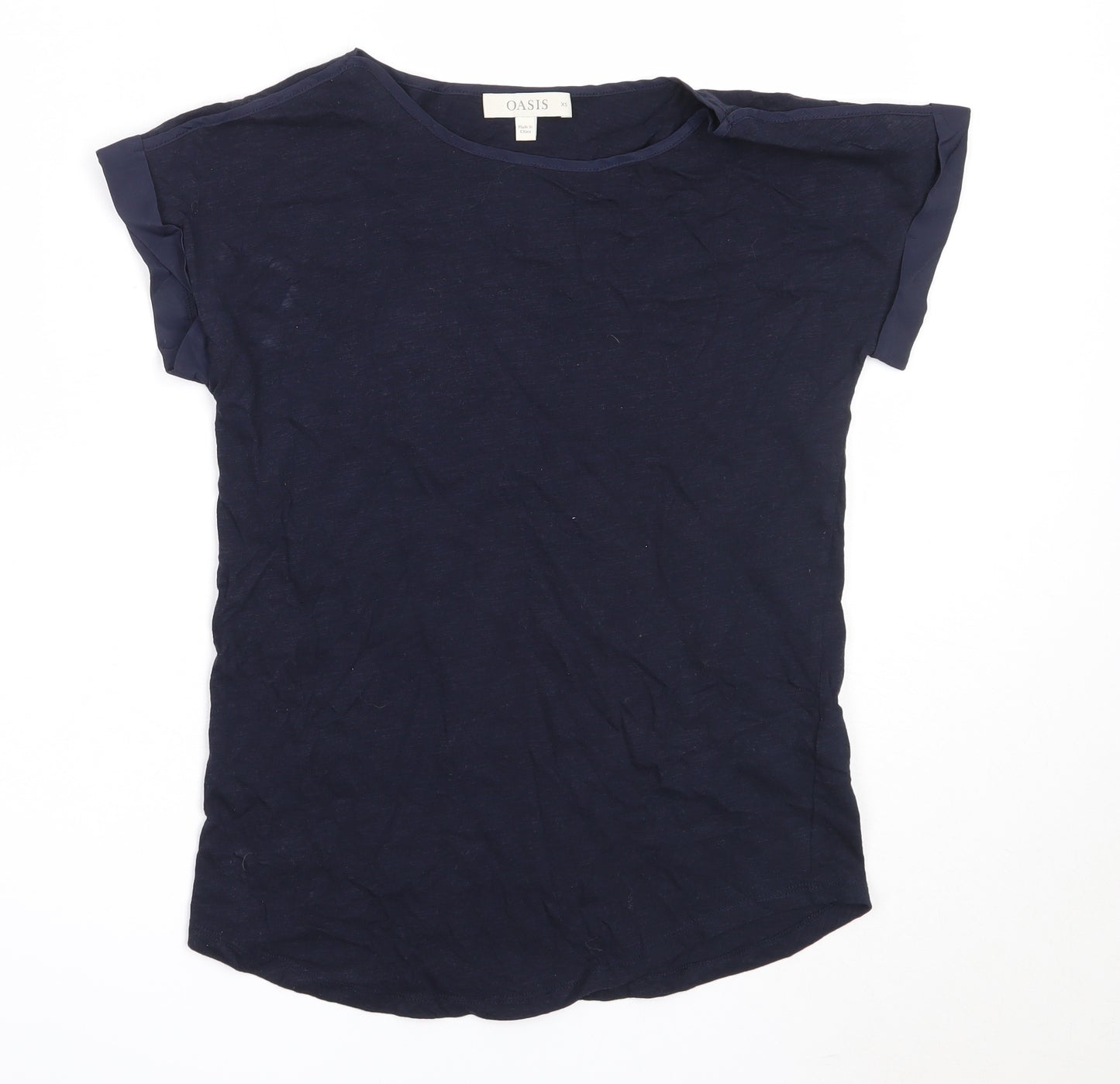 Oasis Womens Blue  Cotton Basic T-Shirt Size XS Round Neck