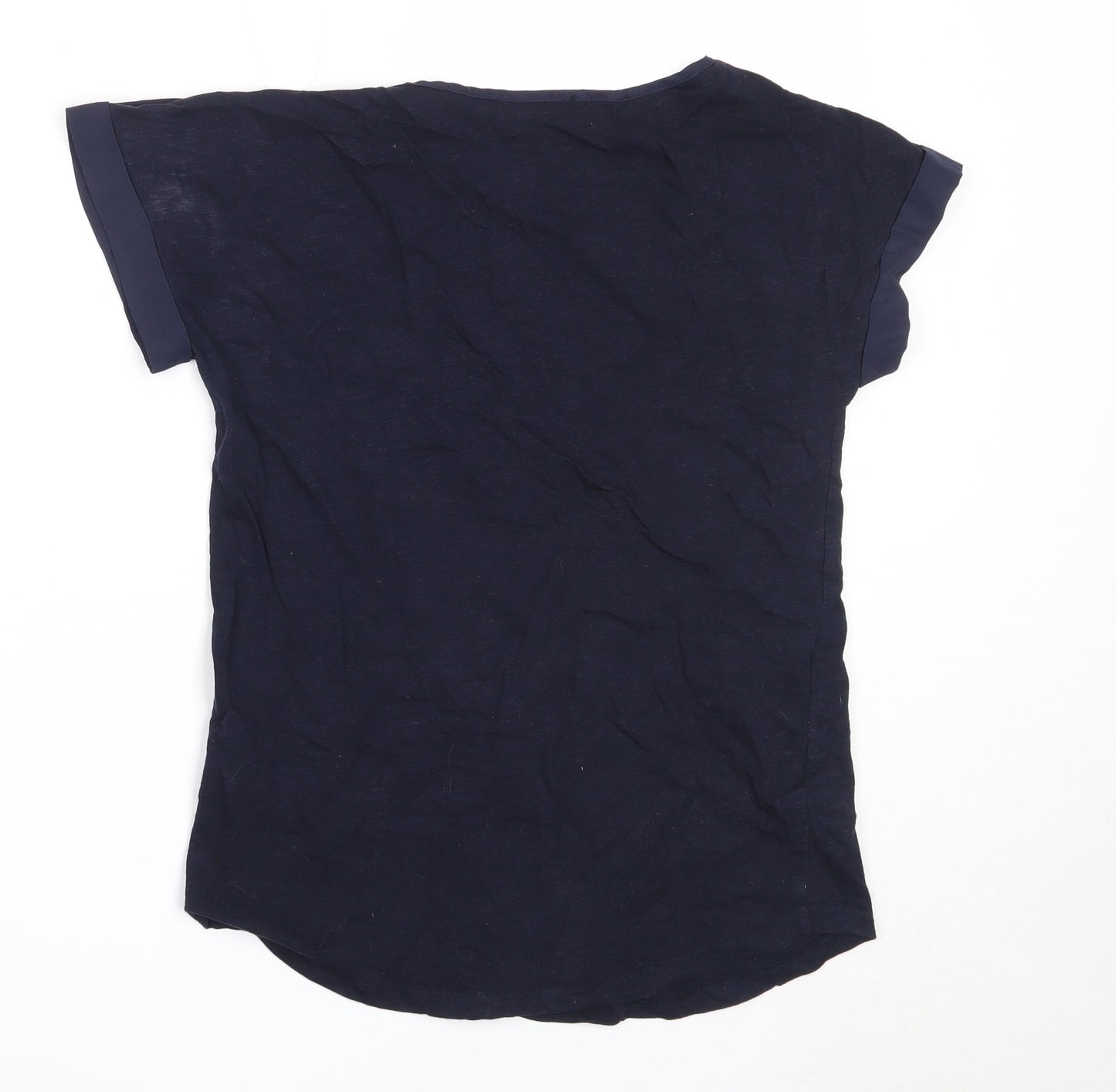 Oasis Womens Blue  Cotton Basic T-Shirt Size XS Round Neck