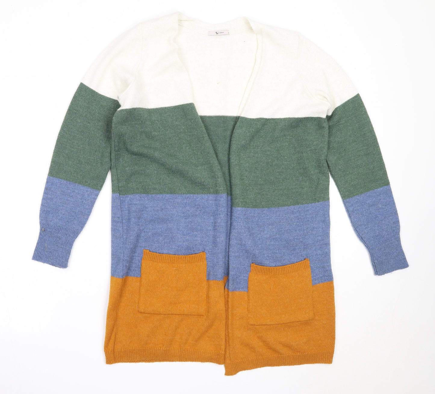 TU Womens Multicoloured Round Neck  Acrylic Cardigan Jumper Size 14