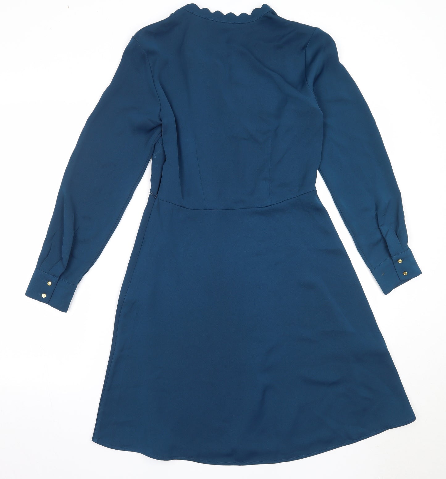 H&M Womens Blue  Polyester Fit & Flare  Size 8  V-Neck