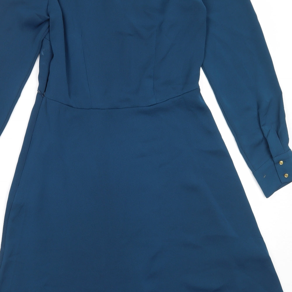 H&M Womens Blue  Polyester Fit & Flare  Size 8  V-Neck