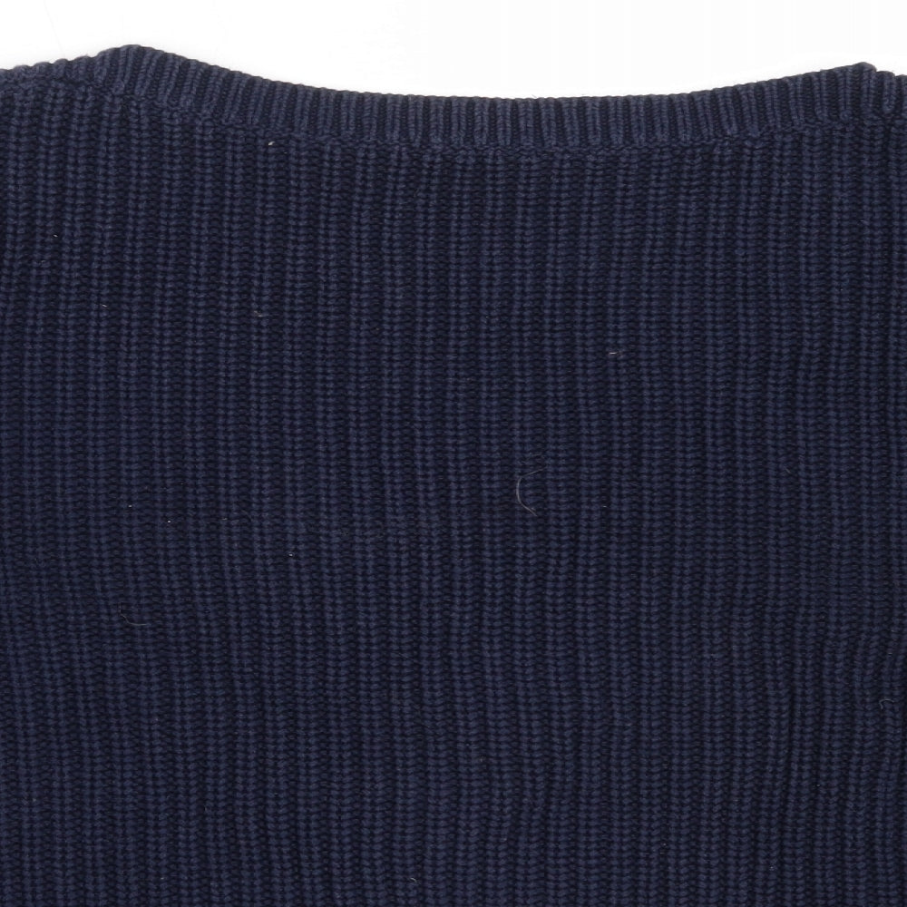 Marks and Spencer Womens Blue Round Neck  Cotton Pullover Jumper Size L