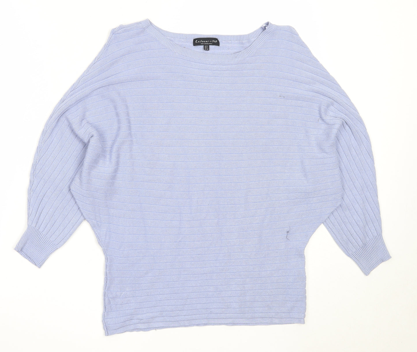 F&F Womens Blue Round Neck  Viscose Pullover Jumper Size 8