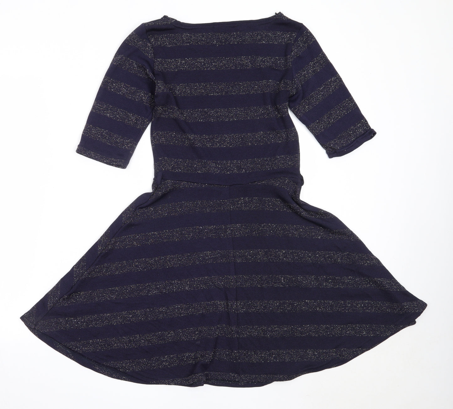 Atmosphere Womens Blue Striped Polyester Fit & Flare  Size 12  Round Neck