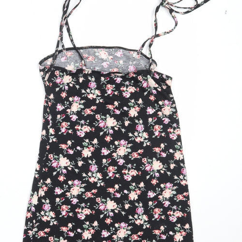 SheIn Womens Black Floral Polyester Mini  Size S  Square Neck