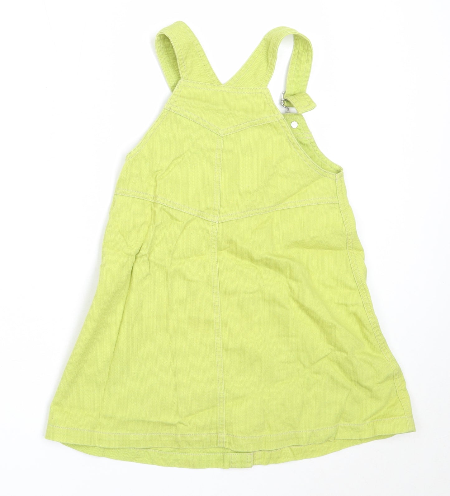 Adams Girls Green  Cotton Pinafore/Dungaree Dress  Size 6 Years  Square Neck