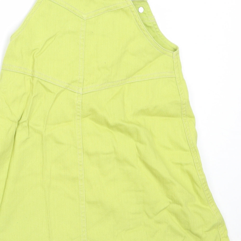 Adams Girls Green  Cotton Pinafore/Dungaree Dress  Size 6 Years  Square Neck