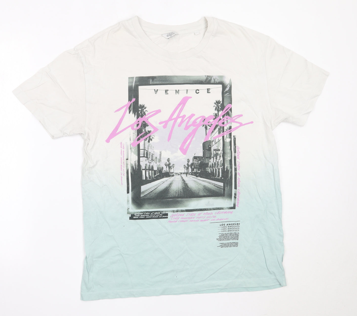 NEXT Mens White  Cotton  T-Shirt Size M Round Neck  - Los Angeles