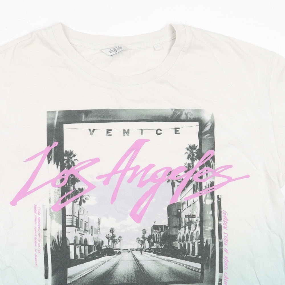 NEXT Mens White  Cotton  T-Shirt Size M Round Neck  - Los Angeles