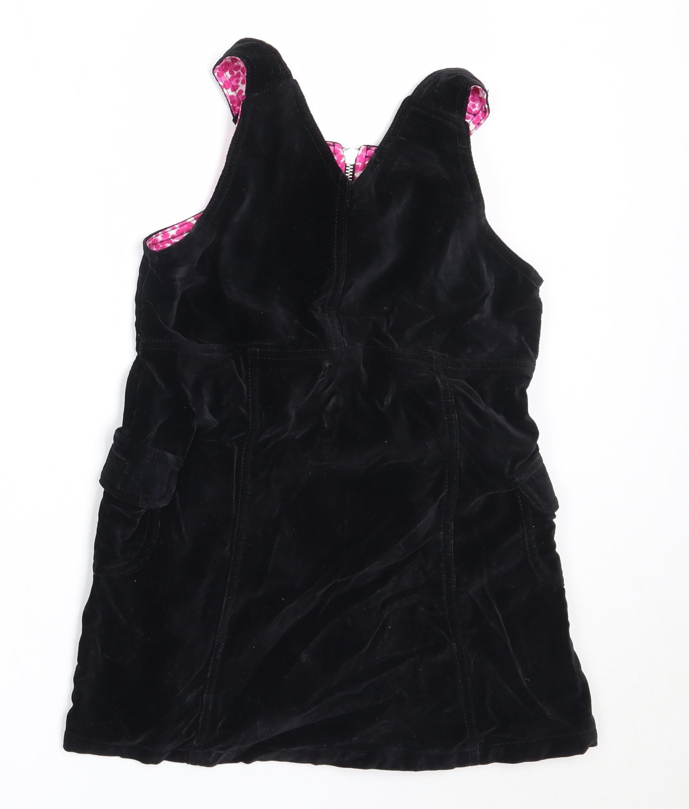 Ladybird Girls Black  Cotton Pinafore/Dungaree Dress  Size 5-6 Years  Square Neck