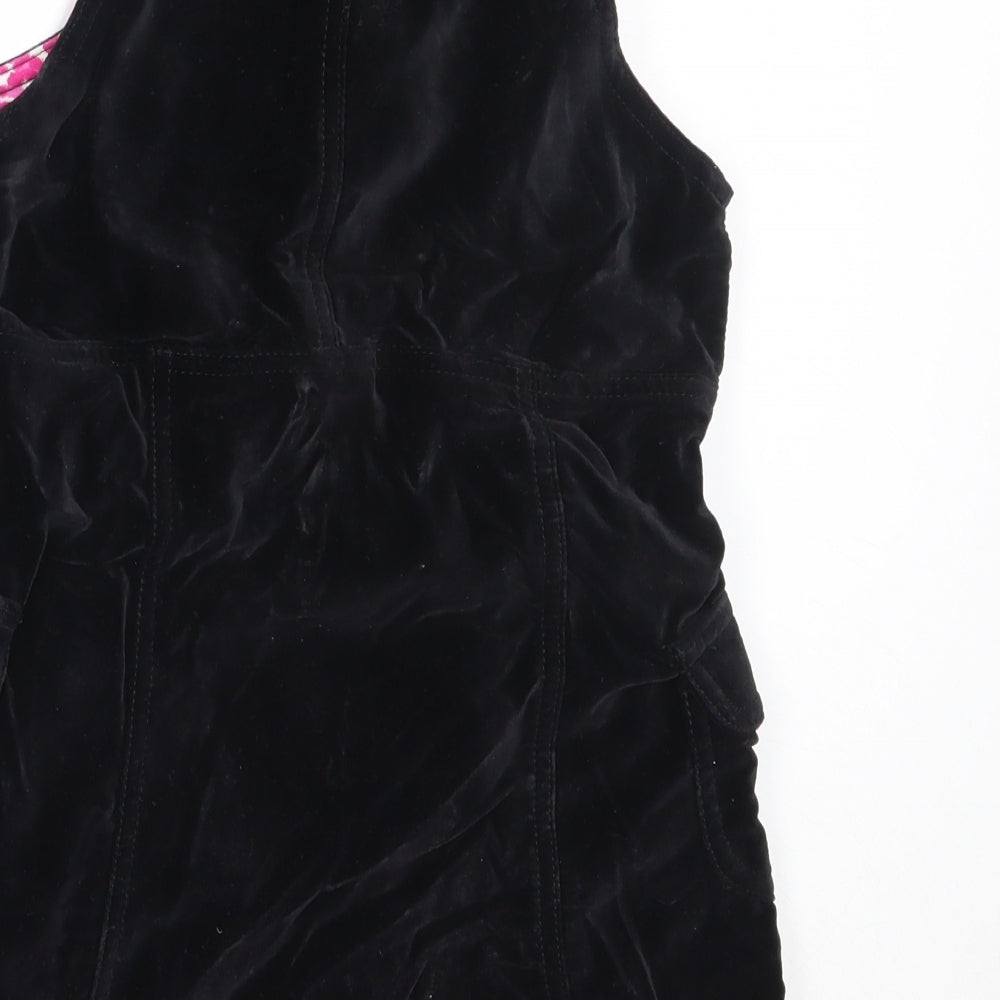 Ladybird Girls Black  Cotton Pinafore/Dungaree Dress  Size 5-6 Years  Square Neck