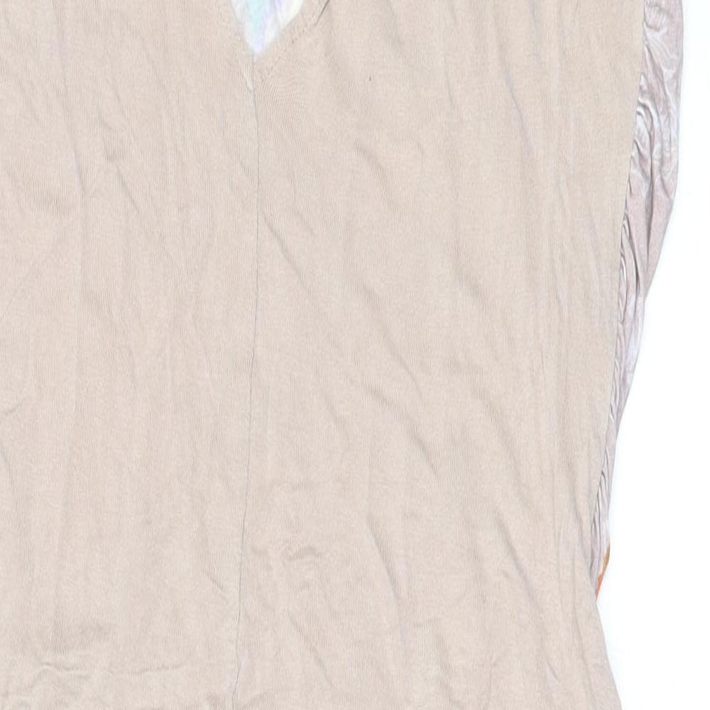 River Island Womens Beige Floral Viscose T-Shirt Dress  Size 12  Round Neck