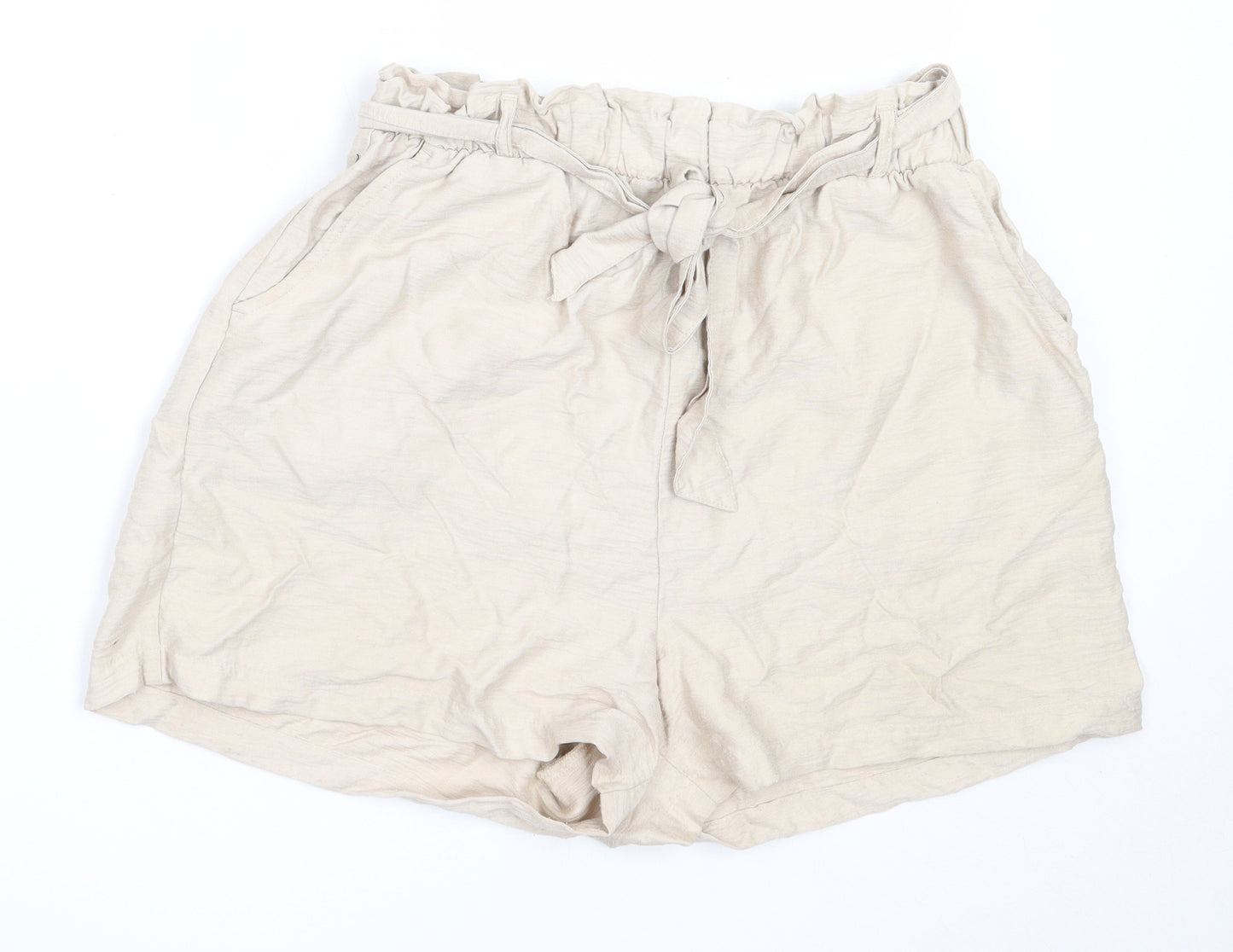 New Look Womens Beige  Viscose Paperbag Shorts Size 12  Regular
