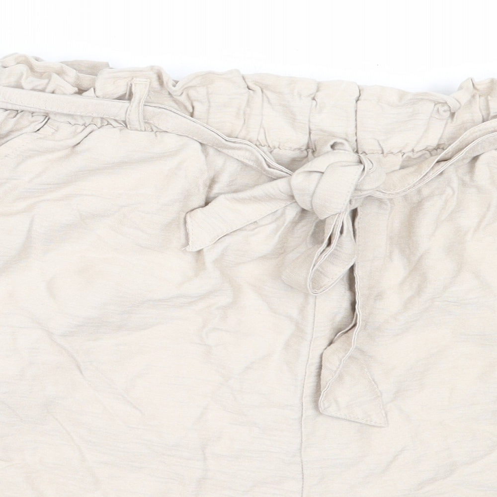 New Look Womens Beige  Viscose Paperbag Shorts Size 12  Regular