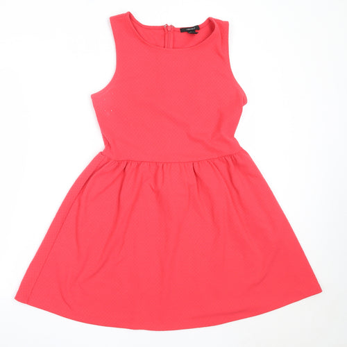 FOREVER 21 Womens Red  Polyester Fit & Flare  Size M  Round Neck
