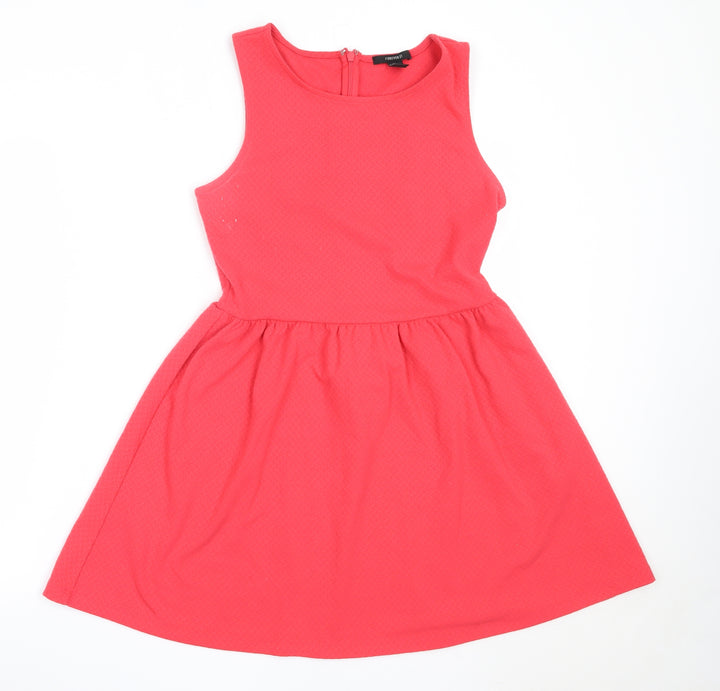 FOREVER 21 Womens Red Polyester Fit & Flare Size M Round Neck