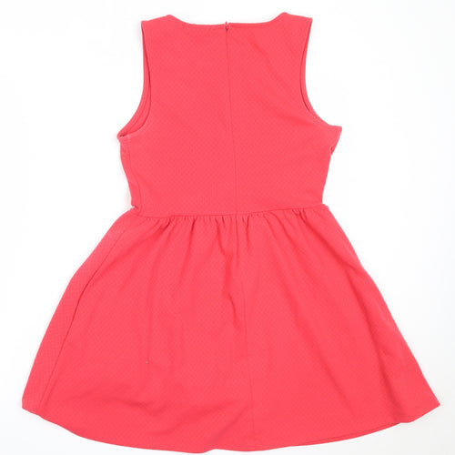FOREVER 21 Womens Red  Polyester Fit & Flare  Size M  Round Neck