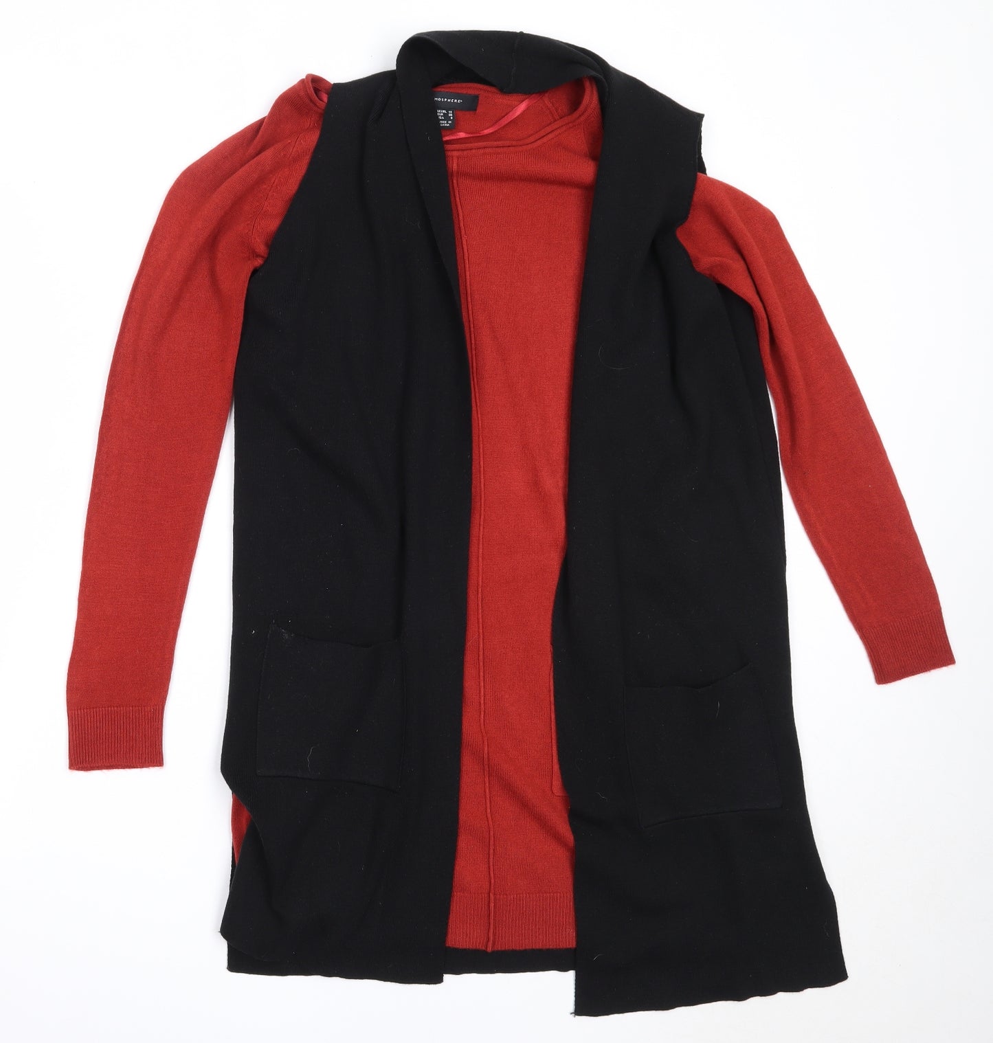 Atmosphere Womens Red Round Neck  Acrylic Cardigan Jumper Size 10