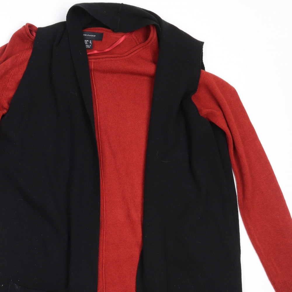 Atmosphere Womens Red Round Neck  Acrylic Cardigan Jumper Size 10