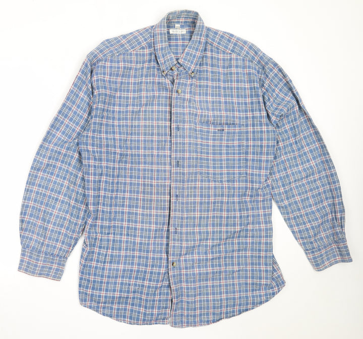 West Lake Mens Blue Check Cotton Button-Up Size L Collared