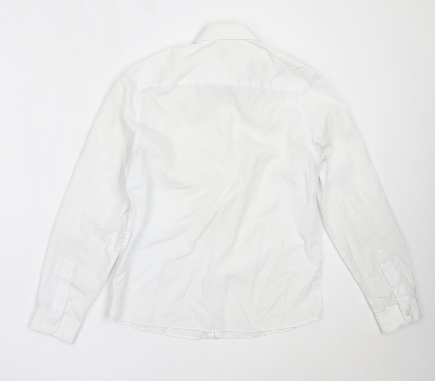 Marks and Spencer Boys White  Polyester Basic Button-Up Size 12-13 Years Collared  - school
