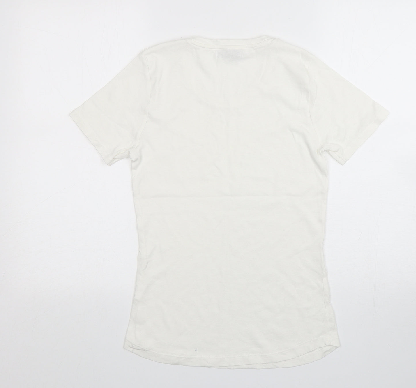 Oasis Womens White  Cotton Basic T-Shirt Size 12 Round Neck