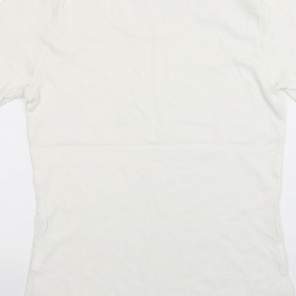 Oasis Womens White  Cotton Basic T-Shirt Size 12 Round Neck