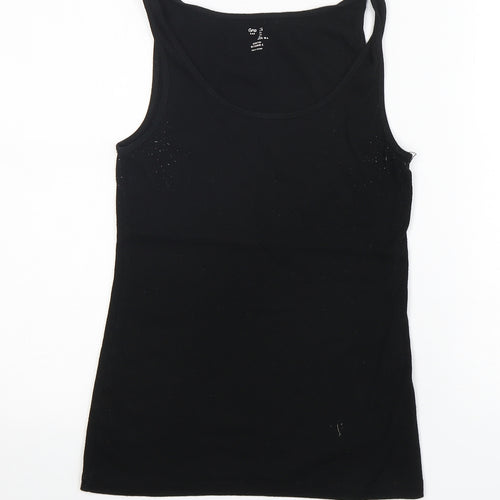 Gap Womens Black  Cotton Basic Tank Size L Round Neck