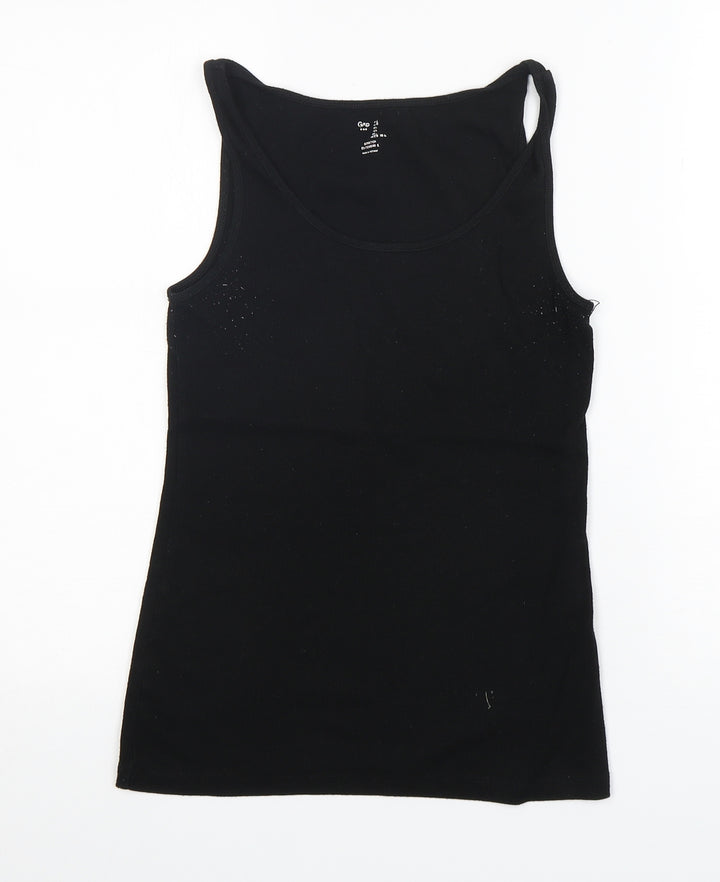 Gap Womens Black  Cotton Basic Tank Size L Round Neck