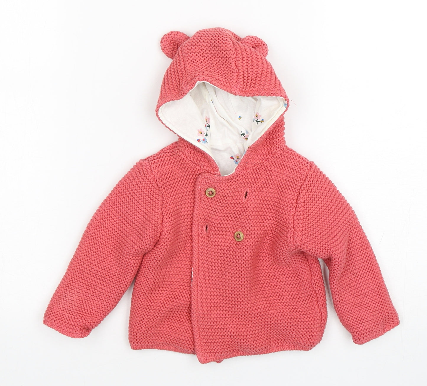 M&S Girls Pink  Cotton Cardigan Jumper Size 3-6 Months  Button