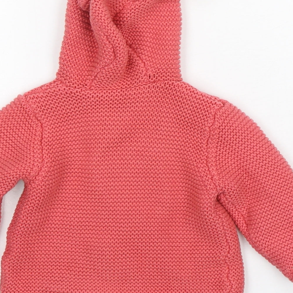 M&S Girls Pink  Cotton Cardigan Jumper Size 3-6 Months  Button