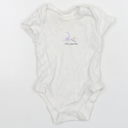 Matalan Girls White  Cotton Leotard One-Piece Size 3-6 Months  Snap