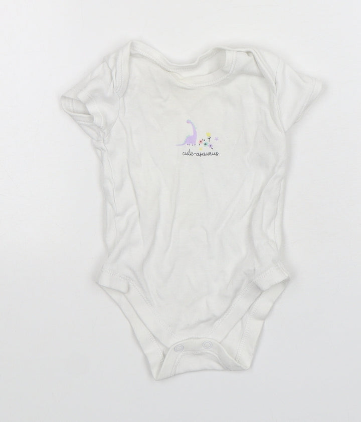 Matalan Girls White Cotton Leotard One-Piece Size 3-6 Months Snap