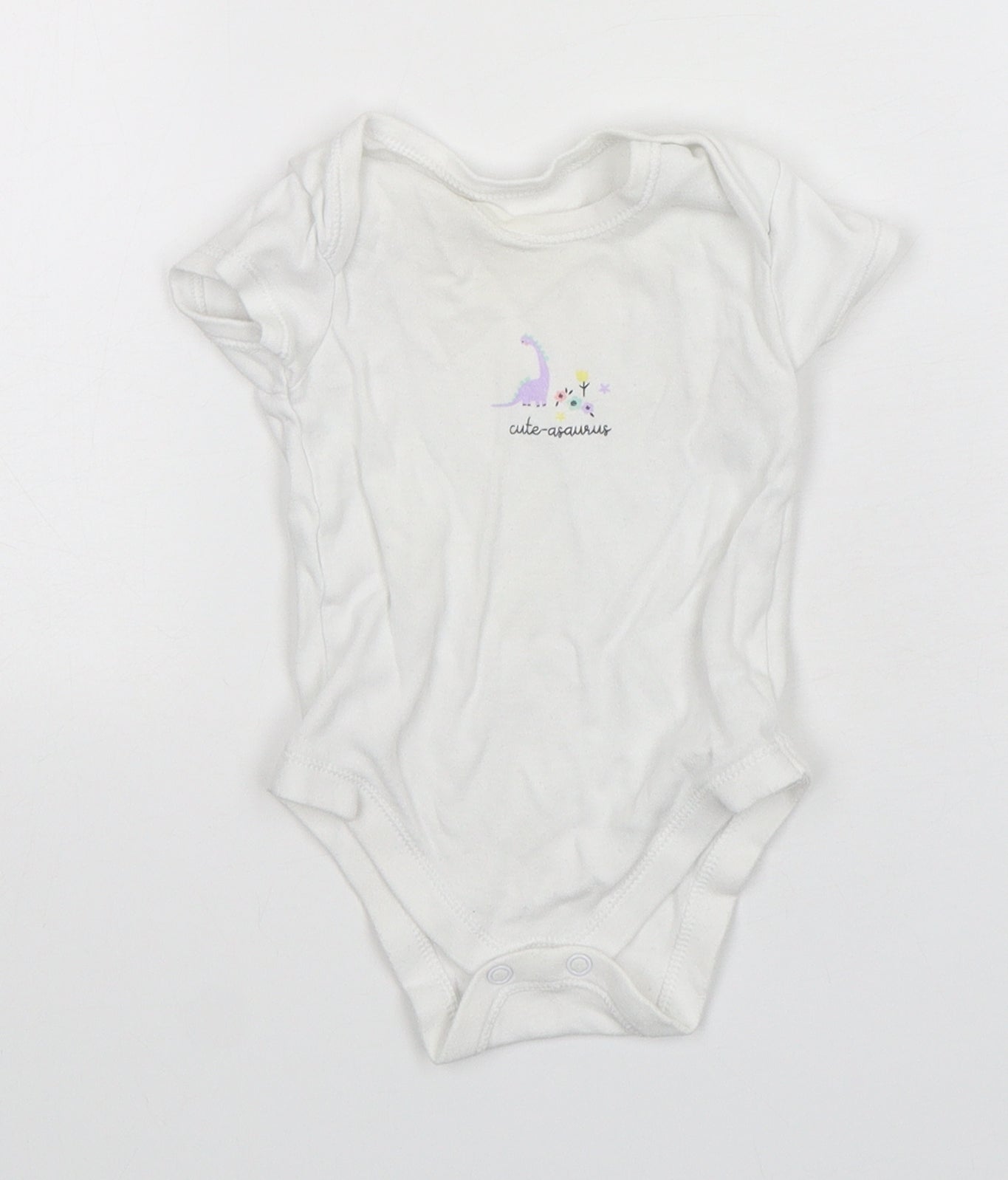 Matalan Girls White  Cotton Leotard One-Piece Size 3-6 Months  Snap