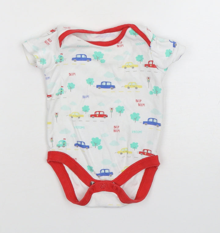 St Bernard Boys Multicoloured Geometric Cotton Leotard One-Piece Size 3-6 Months Snap - Car Print