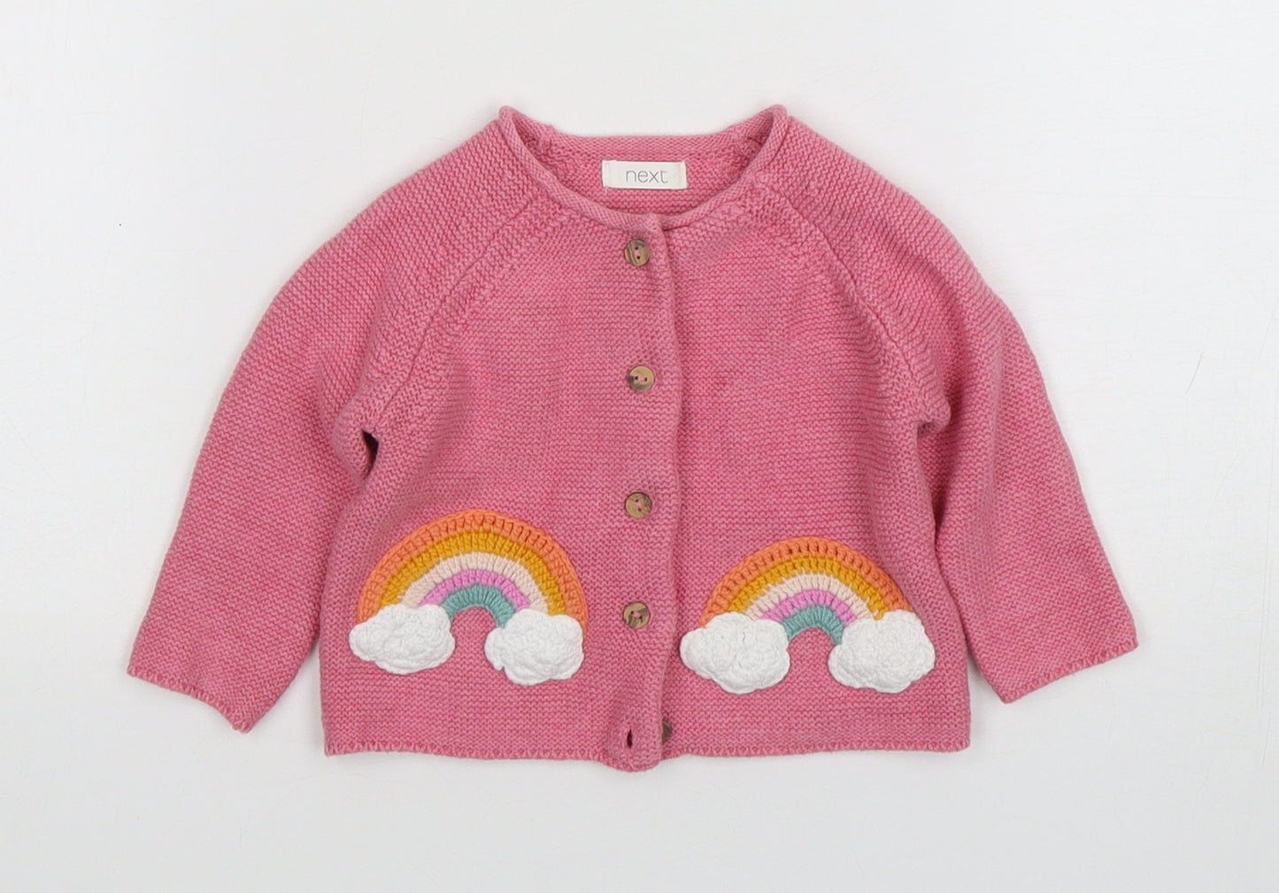 NEXT Girls Pink  Cotton Cardigan Jumper Size 3-6 Months  Button