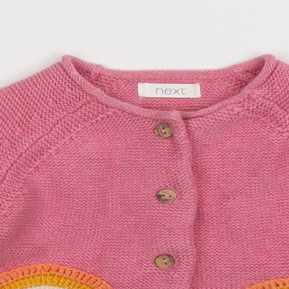 NEXT Girls Pink  Cotton Cardigan Jumper Size 3-6 Months  Button
