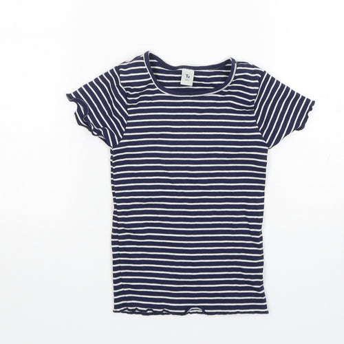 TU Girls Multicoloured Striped Cotton Basic T-Shirt Size 6 Years Round Neck Pullover