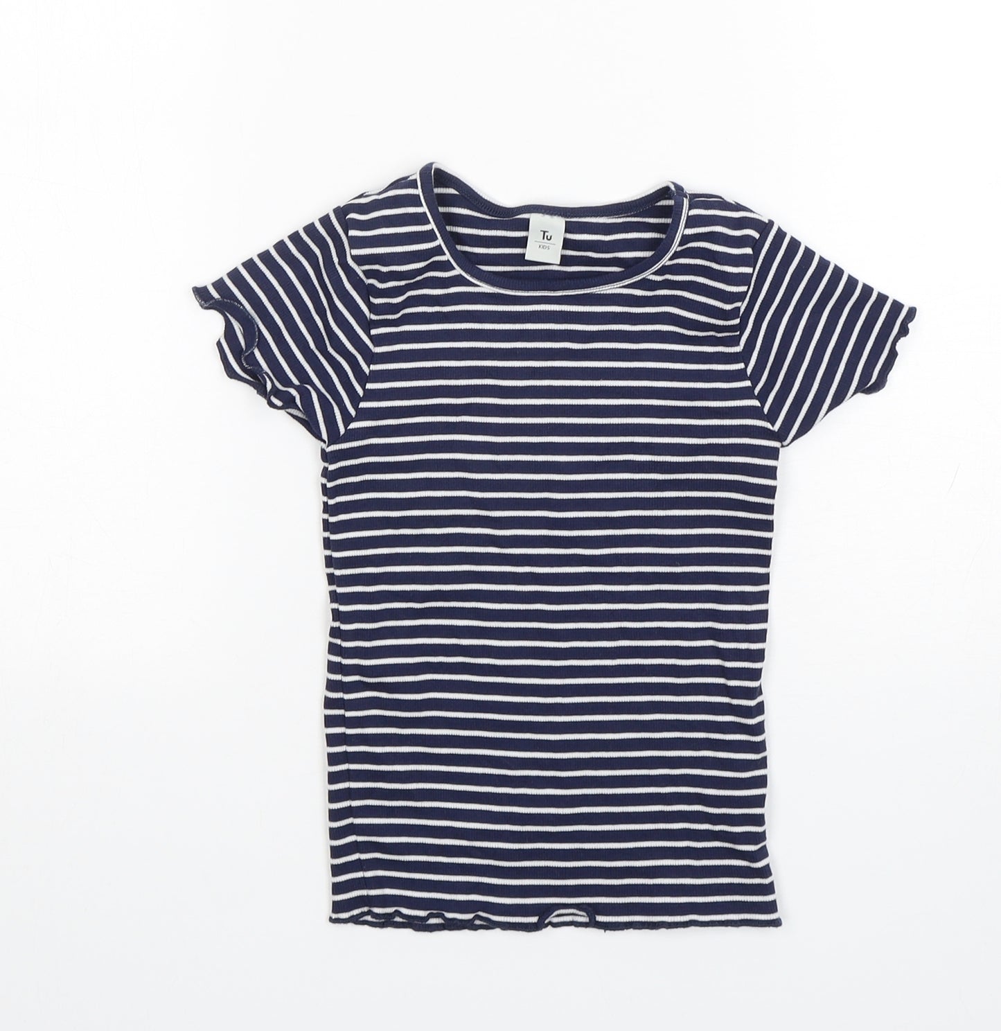 TU Girls Multicoloured Striped Cotton Basic T-Shirt Size 6 Years Round Neck Pullover