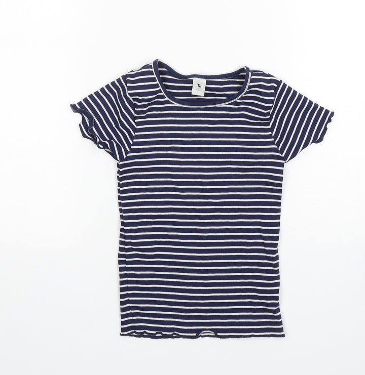 TU Girls Multicoloured Striped Cotton Basic T-Shirt Size 6 Years Round Neck Pullover
