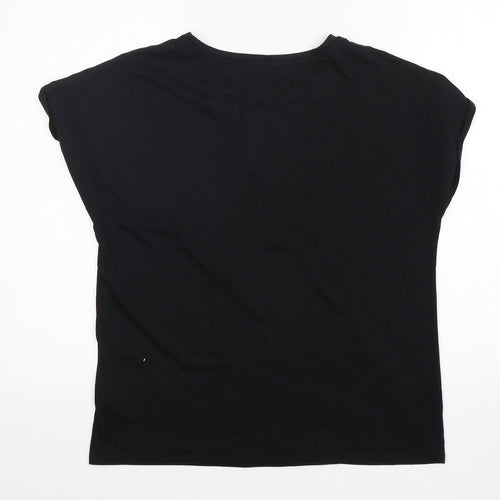 Primark  Womens Black  Polyester Basic T-Shirt Size 12 Round Neck