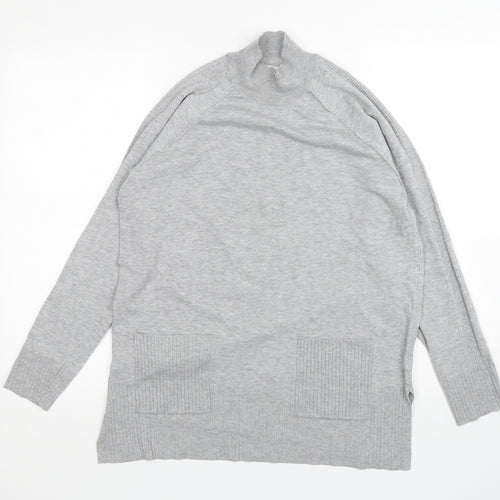 Peyton Primrose Womens Grey Mock Neck  Polyester Pullover Jumper Size L