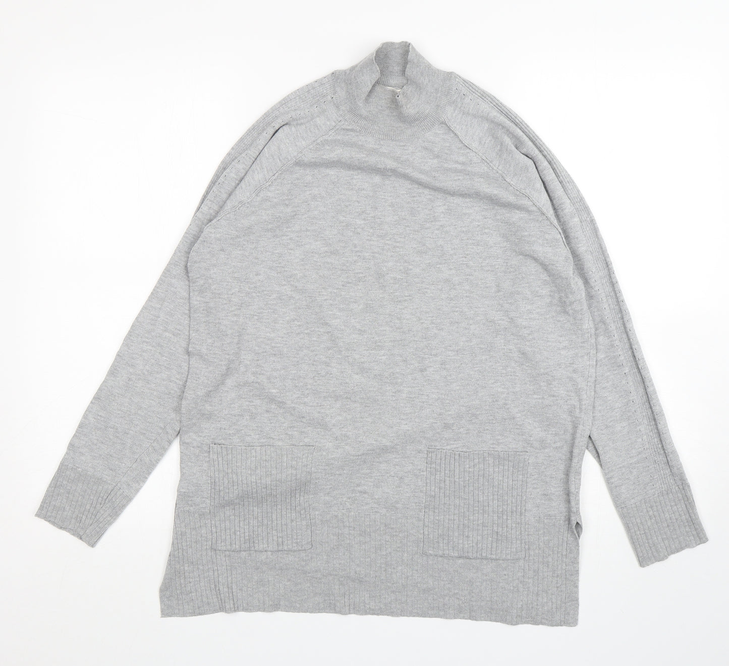 Peyton Primrose Womens Grey Mock Neck  Polyester Pullover Jumper Size L