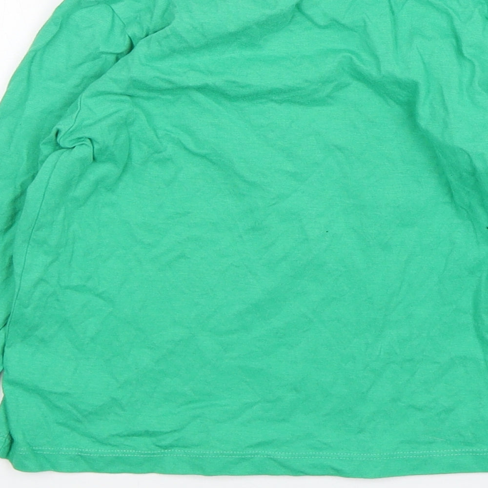 Dunnes Stores Girls Green  Cotton Basic T-Shirt Size 6-7 Years Round Neck Pullover - Clover