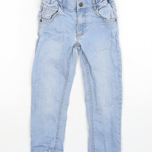Marks and Spencer Girls Blue  Cotton Skinny Jeans Size 4-5 Years  Regular Button