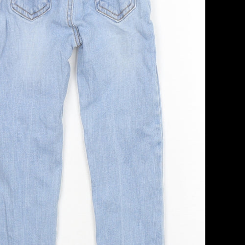 Marks and Spencer Girls Blue  Cotton Skinny Jeans Size 4-5 Years  Regular Button