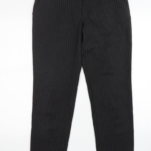 Dorothy Perkins Womens Grey Striped Polyester Trousers  Size 10 L29 in Regular Zip