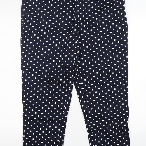 Artigiano Womens Blue Polka Dot Cotton Cropped Trousers Size 36 in L24 in Regular Zip