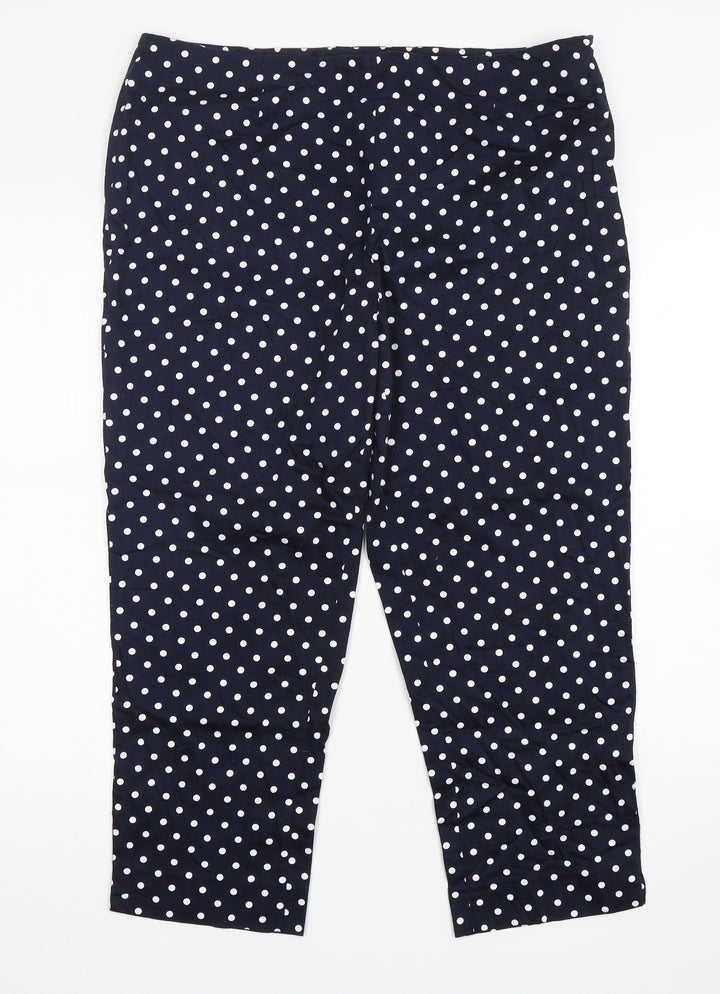 Artigiano Womens Blue Polka Dot Cotton Cropped Trousers Size 36 in L24 in Regular Zip